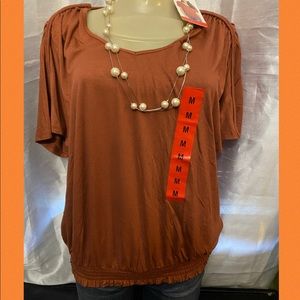NWT Jessica Simpson Rose VNeck Blouse Scrunch Hem